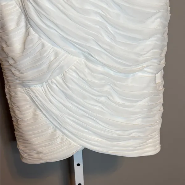 Adrianna Papell‎ White Embellished Mini Sheath Dress Bridal Holiday 8 Party - Image 8
