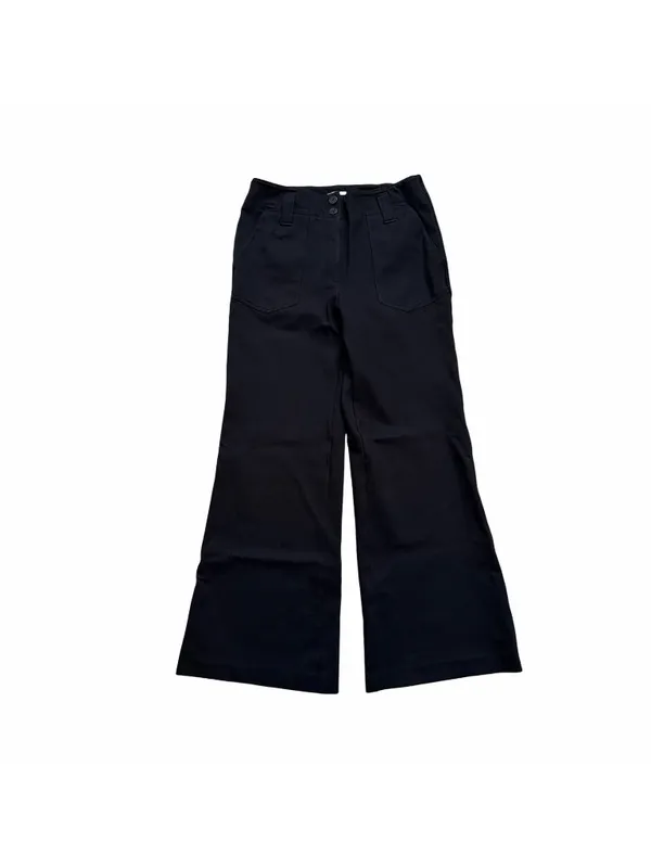 Maeve Anthropologie Naomi Size 8 Black Wide Leg Flare Pants Boho Minimal Classic - Image 2