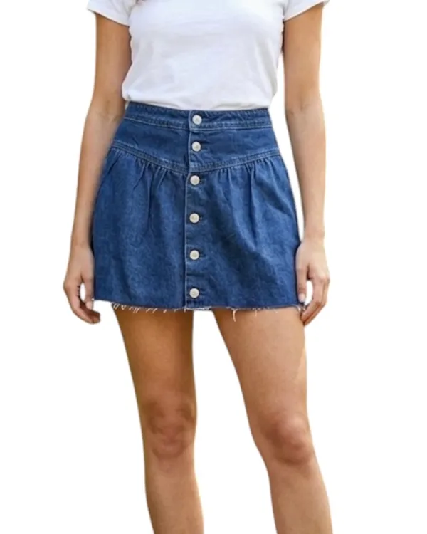 American Eagle AEO Denim Button Front Mini Skirt Lace up Western Country Jean 6 - Image 4