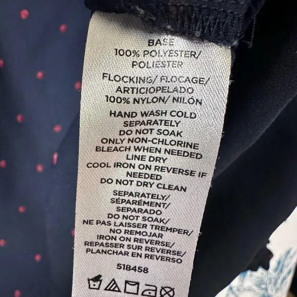 Ann Taylor Navy Blouse with Red Dots - Image 3
