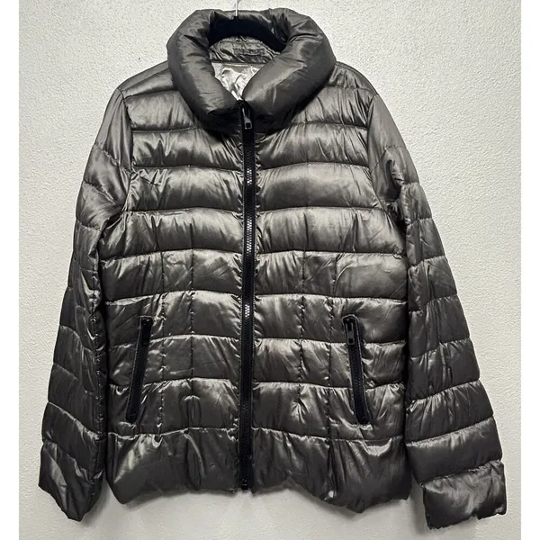 Covington Packable Duck Down Puffer Coat Jacket Size Medium Pewter W/bag Hiking - Image 3