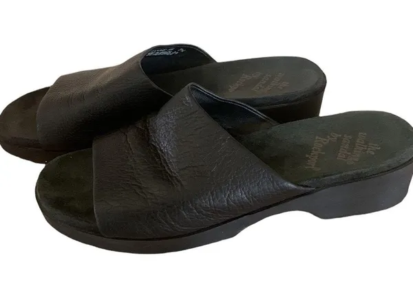 Rockport Black Leather The Walking Sandal Slides Womens 7W - Image 4