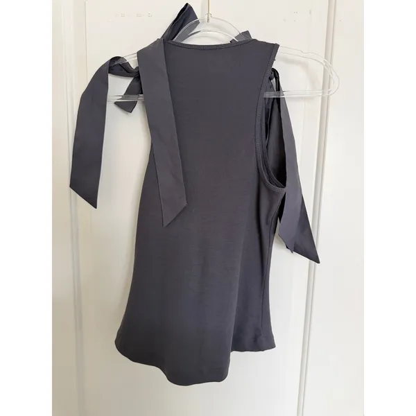Ulla Johnson Tank Top Women P Grey Ribbed Cotton Tie Shoulder Henley Scoop Neck‎ - Image 9