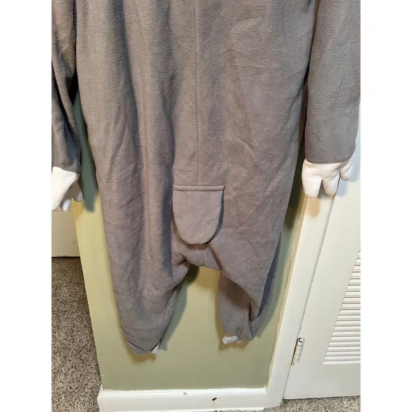 Unisex Adult Sz Small Gray Sloth Cosplay One Piece Pajamas Costume Snap Up Long - Image 11
