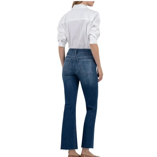 Banana Republic High Rise Flare Jeans Womens 31" Raw‎ Hem Denim Super Stretch - Image 2