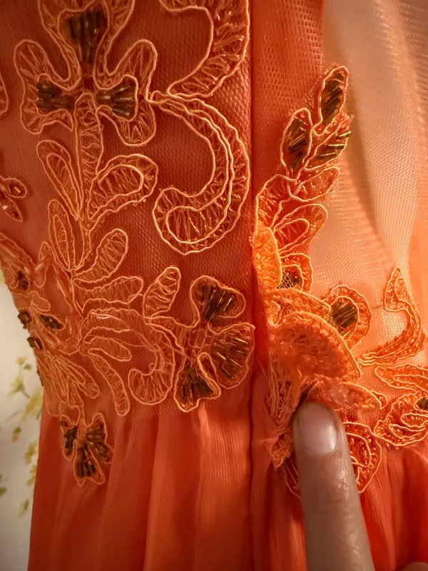 Illusion back prom evening gown size M Orange Size M - Image 6