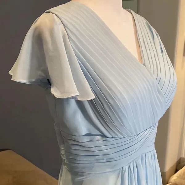 Women’s Blue Chiffon Full Length Bridesmaid Prom Party Dress Size 6 NWOT - Image 3