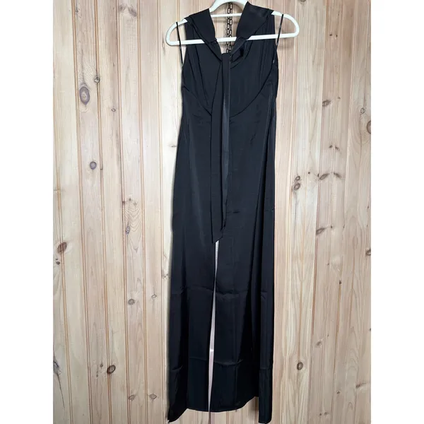 NWT Lulus Carmelo Black Satin Halter Neck Backless Maxi Dress Holiday Party Sz S - Image 6