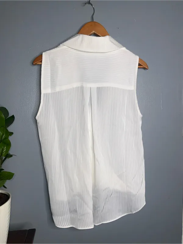 Modern Works Ivory Sleeveless Draped Surplice Blouse Large- NWT - Image 6