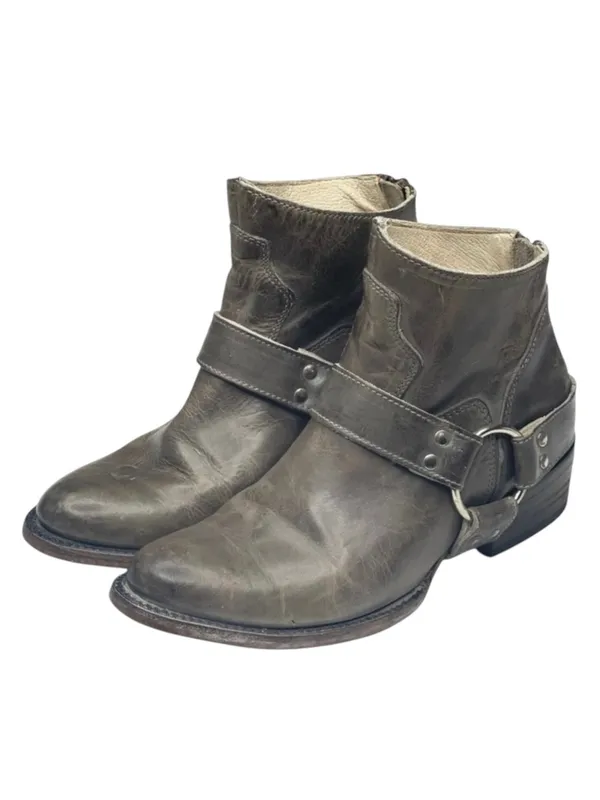 FREEBIRD by Steven aso Free People 𖤐 Santiago Distressed Leather Booties Boots 𖤐 Taupe - Image 9