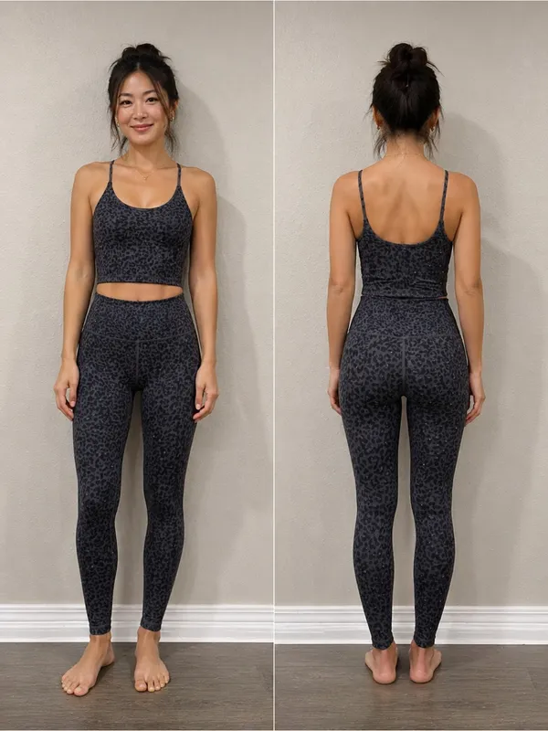 Yogalicious NWT $88 Retail Leopard Black 2 Piece Set - Image 2