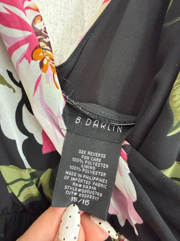 B Darlin Black Maxi Dress with Pink Floral Print - Image 4