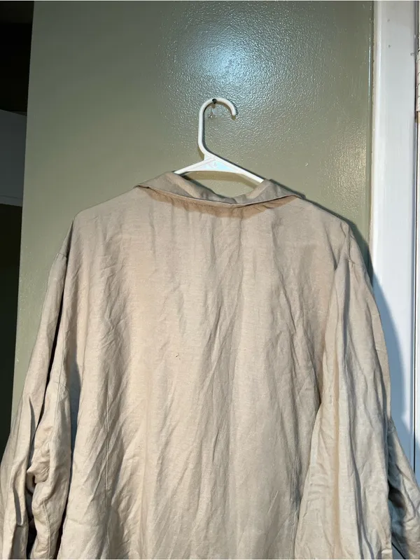 Ashley Stewart Women's Plus Size 26W Button‎ Down Top Beige Pockets Linen Blend - Image 7