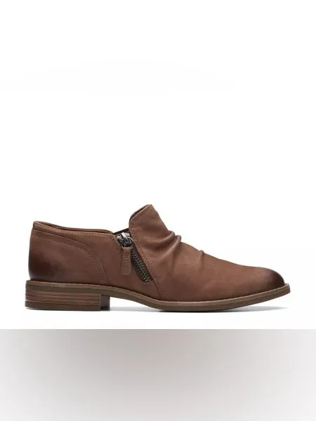 NEW Clarks Camzin Pace Bootie Brown SZ-7.5 Ruched Low Heel Ankle - Image 8