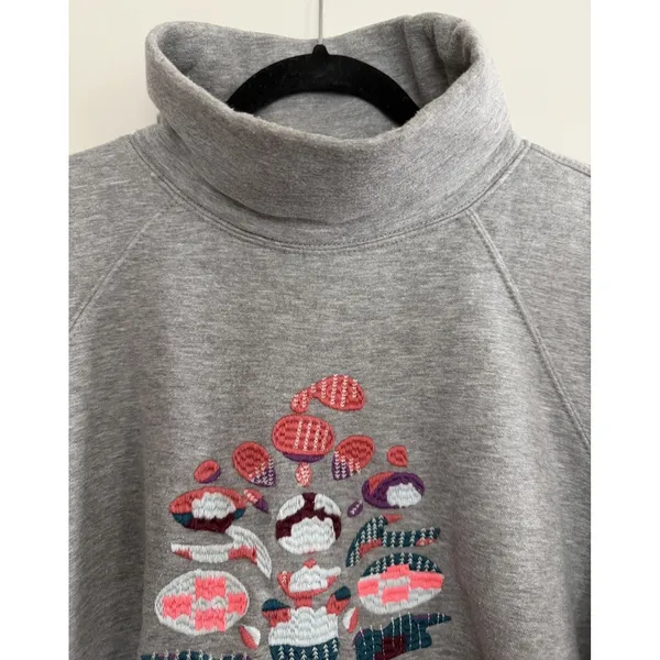 Free People Movement On Your Mark‎ Mock Neck Sweatshirt Gray Women's Size Small - Image 3