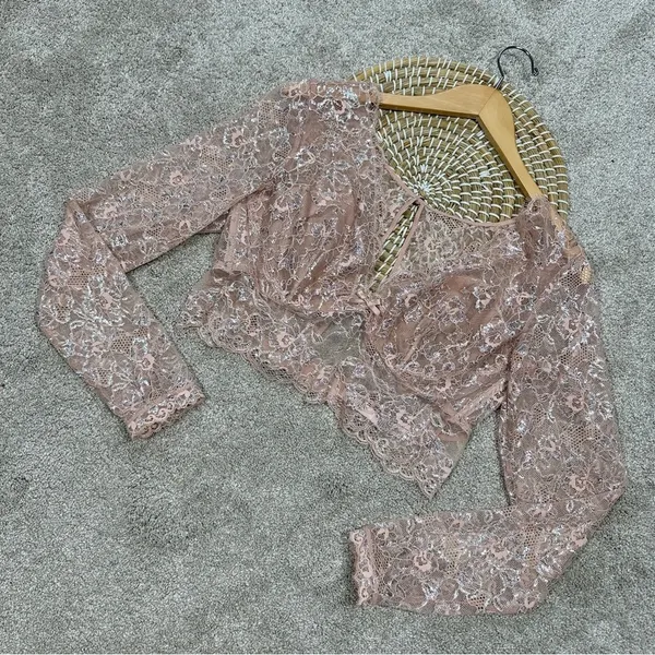 NWT Victoria’s Secret Dream Angels Allure Shimmer Long Sleeve Bra Top Lace XL - Image 4