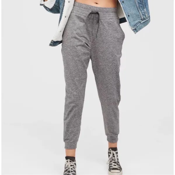 Aerie Gray Heathered Jogger Pants Soft Lounge Drawstring Waist Size‎ Small - Image 2