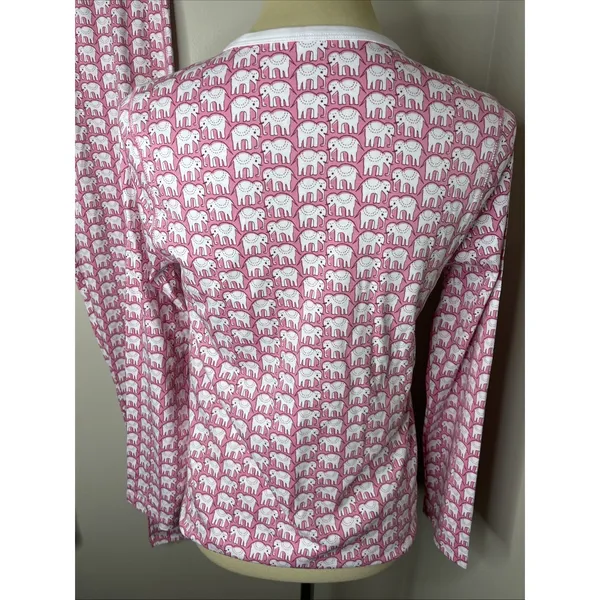 Roller Rabbit Hathi Pima Cotton Pink Elephant-Print Long-Sleeve Pajama Set XS - Image 8