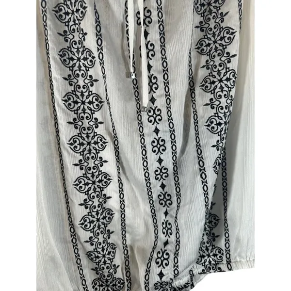 WHBM Embroidered Paisley Bohemian Style Long Sleeve Intricate Blouse Women Med - Image 5