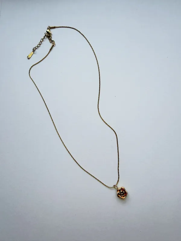 Gold dainty rose charm necklace - Image 3