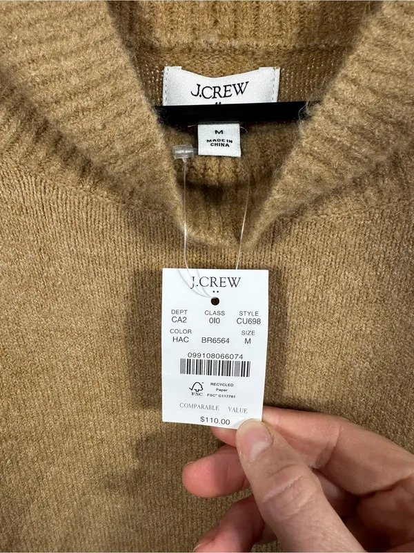 S140. J. Crew Camel Ribbed Mock Neck Sweater - Image 2