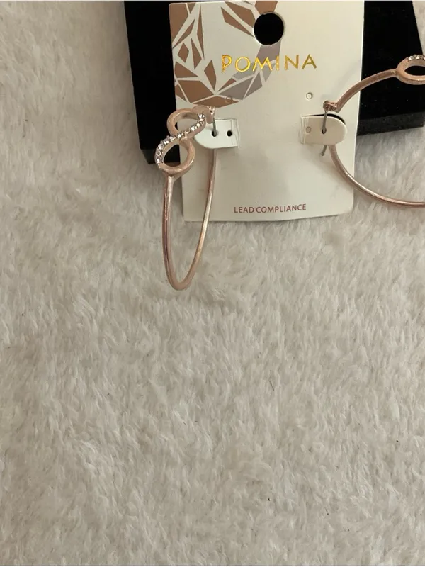 Pomina Rose Gold Hoop Earrings with Infinity Detail - Image 2