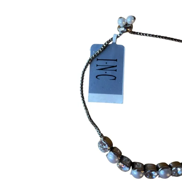 INC Crystal & Pearl Adjustable tennis Bracelet gift valentine's day retro y2k - Image 3