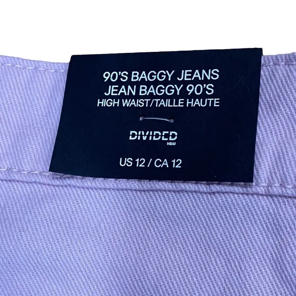 NEW Divided 90's Baggy Denim Jeans‎ Womens Size 12 Light Pink wash Wide Leg Y2K - Image 4