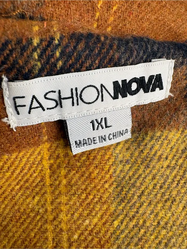 SheIn Plaid Trench Coat in Mustard & Brown - Image 8
