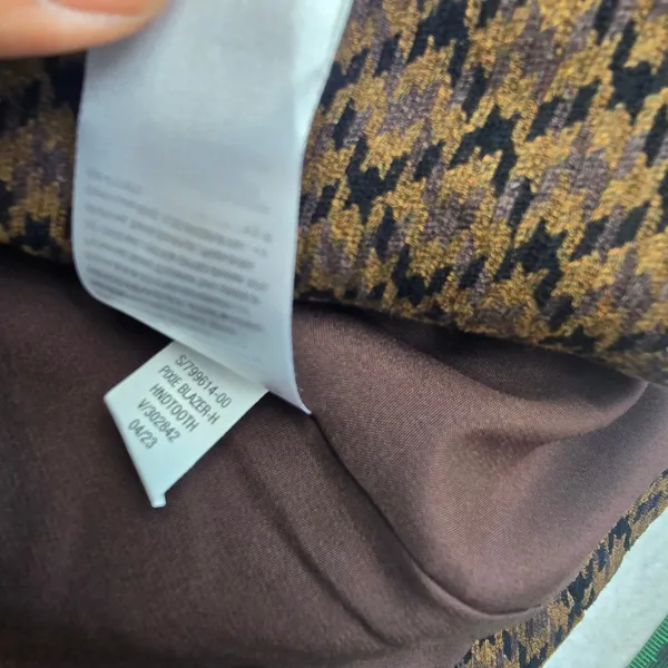 Old Navy NWT Pixie Blazer Womens Brown Houndstooth Collarless‎ Jacket Large - Image 6
