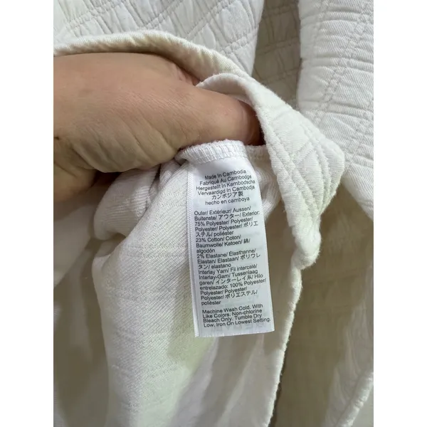 J. Crew Womens Quilted Mock Neck Pullover Ivory White Diamond Pattern BL249 M Size M - Image 7