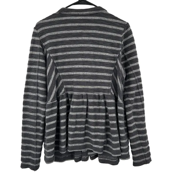 Free People Peplum Striped Jacket Cotton Blend Full Zip Size Small - Image 6