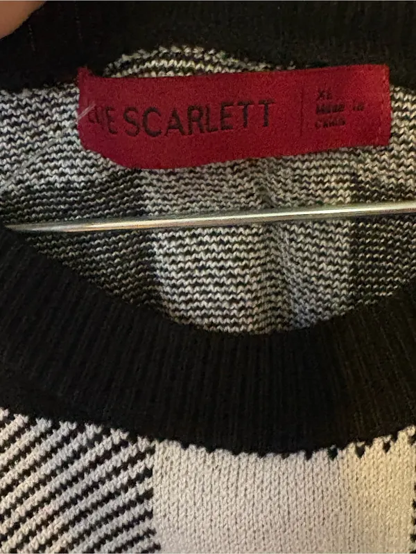 Love Scarlett Black & White Buffalo Check Long-Sleeve Sweater Dress - Image 3
