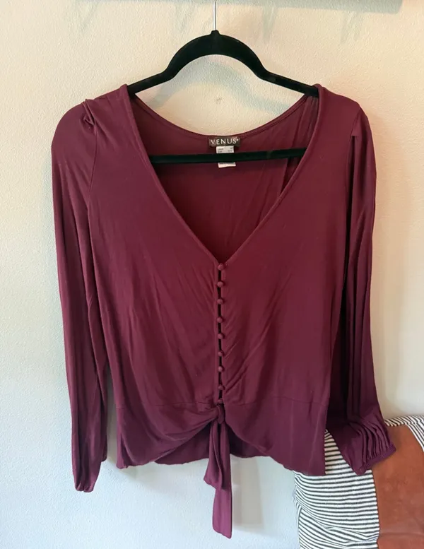 Venus Tie-Front Button-Up Boho Top 🖤 - Image 3