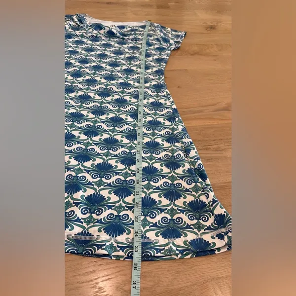 title nine majestic cowl neck dress blue green pattern size medium - Image 7