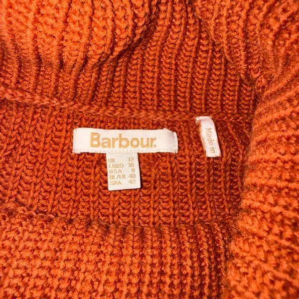 Barbour Stitch Cape Sweater Women Size 8 Orange Excellent Turtleneck Wool Blend - Image 4
