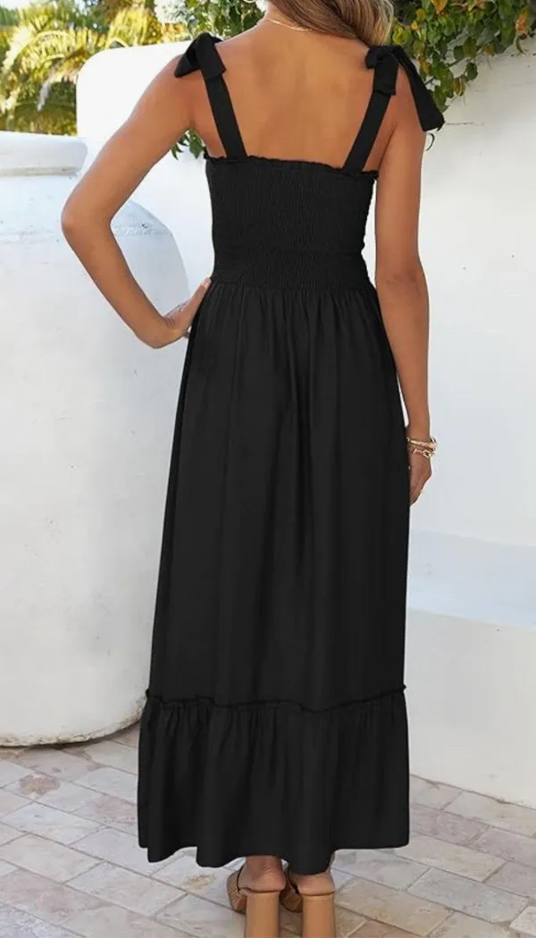 Tie Shoulder Maxi Dress Black Size XS - Image 2