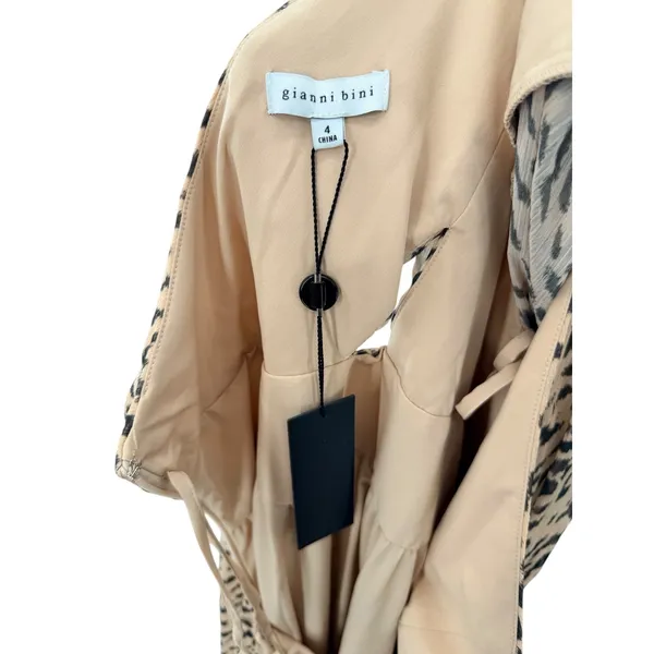 Gianni Bini Dalia One Shoulder Animal Print Chiffon Maxi‎ Dress Asymmetrical 4 - Image 9