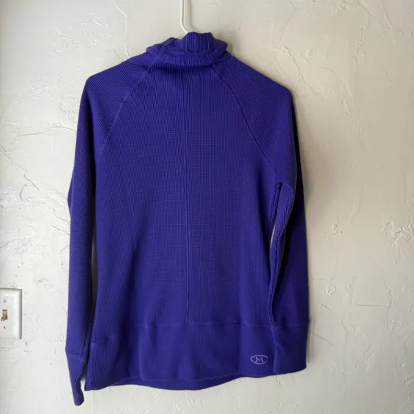 Under Armour ColdGear Purple Waffle Knit‎ Mock Neck Sweatshirt Women's Medium - Image 4