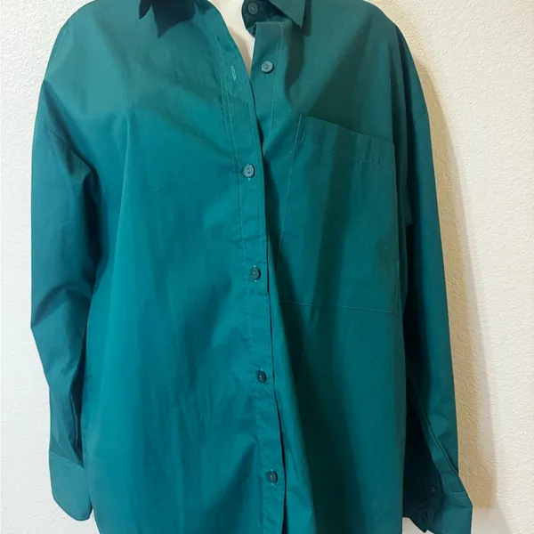 Abercrombie & Fitch Oversized Green Button Down Shirt Women S - Image 8