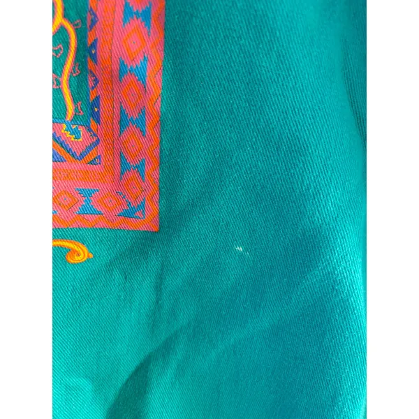 Vintage Gitano Teal Green Geometric Graphic Sweatshirt Cotton Small - Image 2