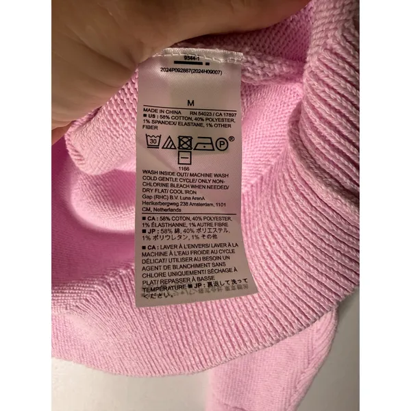 Banana‎ republic v neck cotton blend knit sweater pink size medium - Image 4