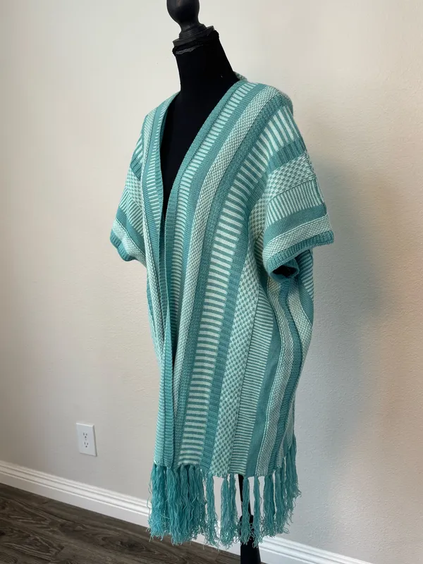 NWT Anthropologie Akemi + Kin Teal Fringe Kimono Cardigan - Image 8