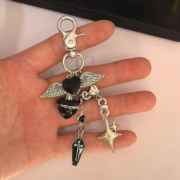 Angel Wings Cross Star Keychain Charm for Men Women Car Keychain Key Ring Bag Charm Couple Gifts - Image 4