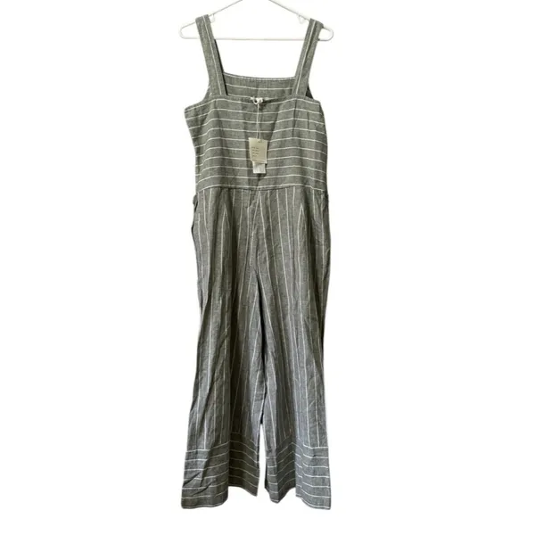 Beach‎ Lunch Lounge Jumper Size Medium Gray & White Striped Linen Blend NWT - Image 2
