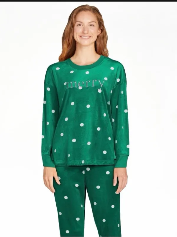 Joyspun green polka dot pajama set size small/medium - Image 9