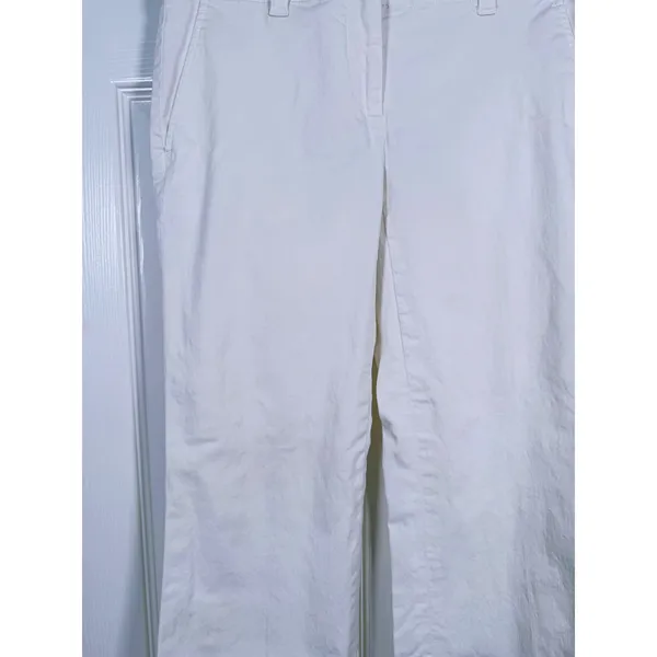 Theory Womens Cotton Wide Leg Trouser Pants Size 0 White Old Money Quiet Luxury - Image 8