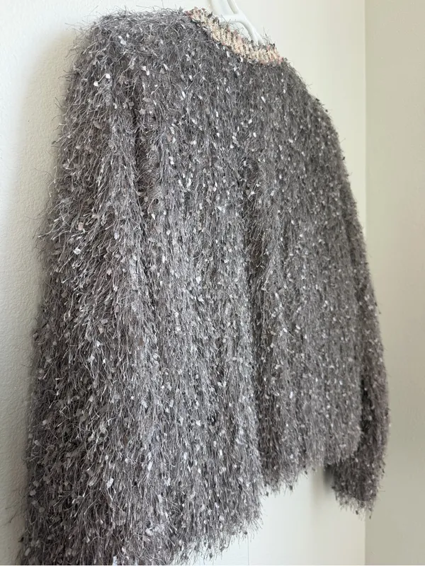 Zara Basic Fringed Fluffy Shaggy Cropped Cardigan Jacket - Image 7