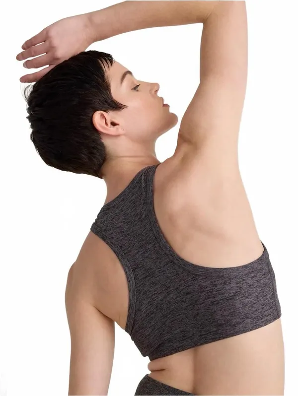 Quince Ultra Soft V-Neck Racer Back Bra Heathered Charcoal Women's Size Large - Image 5