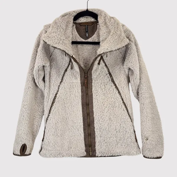 Kuhl Womens Flight Jacket Beige Avina Full Zip Sherpa Fleece Hooded Outdoor XS - Image 2